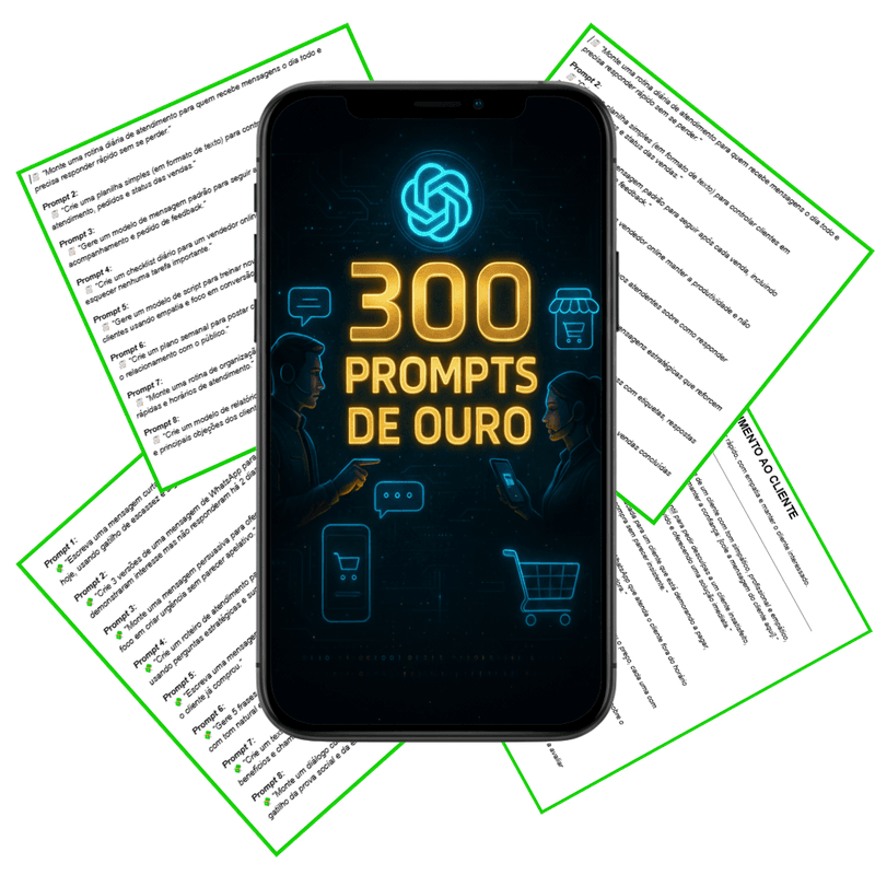 Mockup do produto 300 Prompts de Ouro